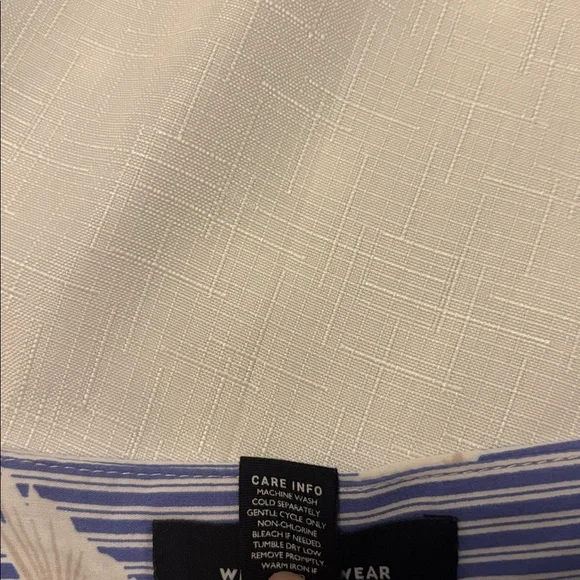 Who What Wear blue & white striped pleated midnskirt SZ 16 A-line w/crane bird - Picture 4 of 11